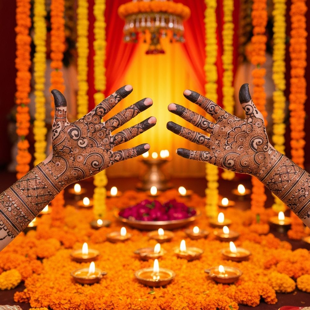 Traditional Rajasthani bridal mehndi